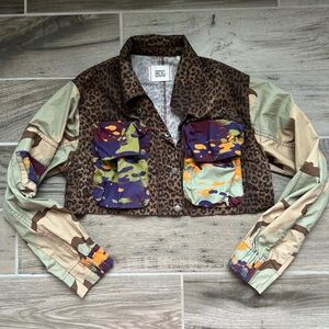 BDG cropped camo/leopard print shacket
